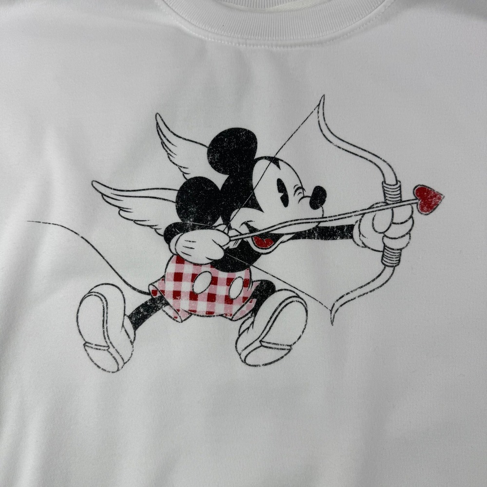 Disney Mickey‎ Mouse Cupid Cupid Graphic Sweatshirt White XL JT27331 Oversized - Picture 3 of 9
